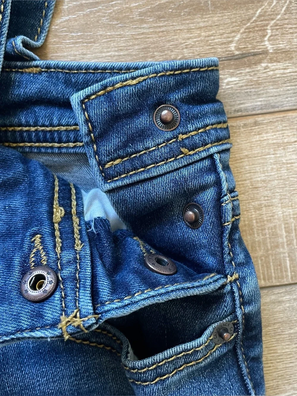 Cat & Jack Girls 10/12 Denim Skinny Overalls Super Stretch Back to School